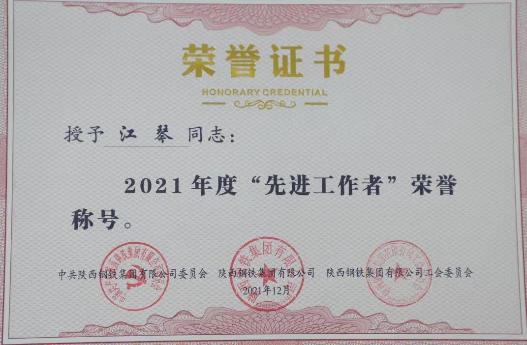 書寫青春風(fēng)采 共鑄最美陜鋼——記2021年陜鋼集團(tuán)“先進(jìn)工作者”江琴
